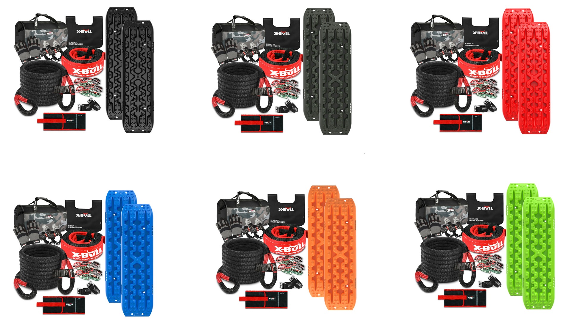 X-Bull Gen 3.0 Board Snatch Strap Off Road 4WD 13 Piece Winch Recovery Kit-