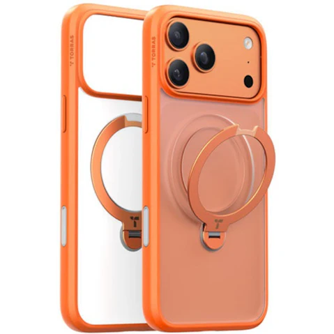 Torras Ostand Spin MagSafe Case for iPhone 17 Pro - Cosmic Orange