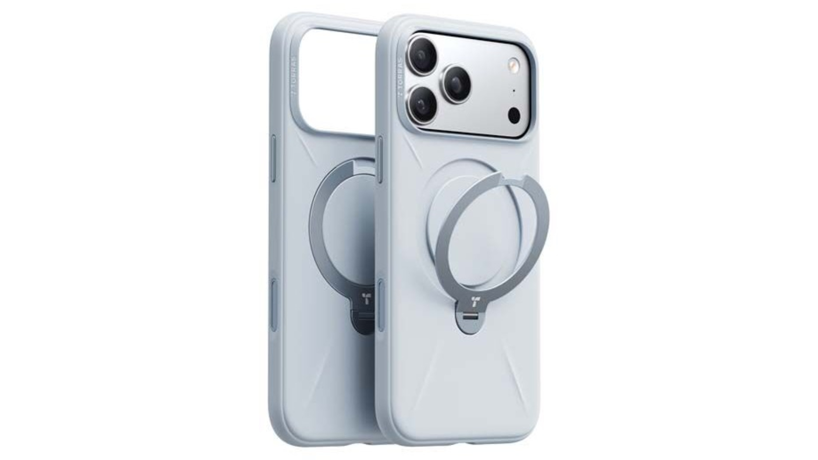 Torras Ostand Spin Silicon MagSafe Case for iPhone 17 Pro Max - Baby Blue