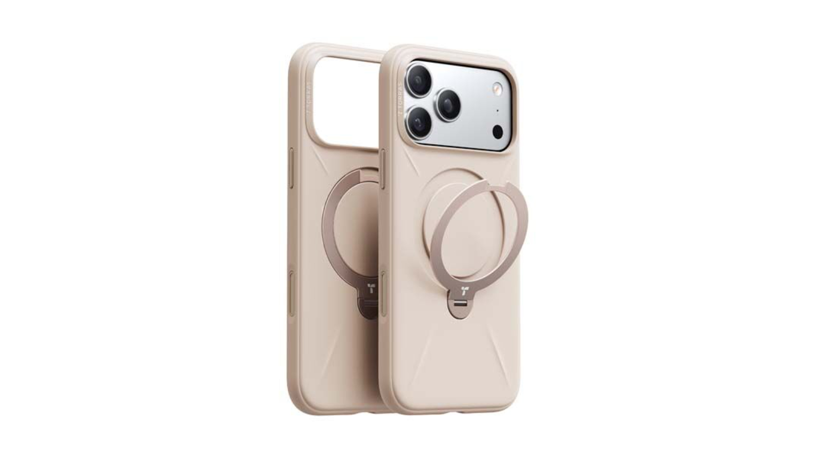 Torras Ostand Spin Silicon MagSafe Case for iPhone 17 Pro Max - Modern Brown