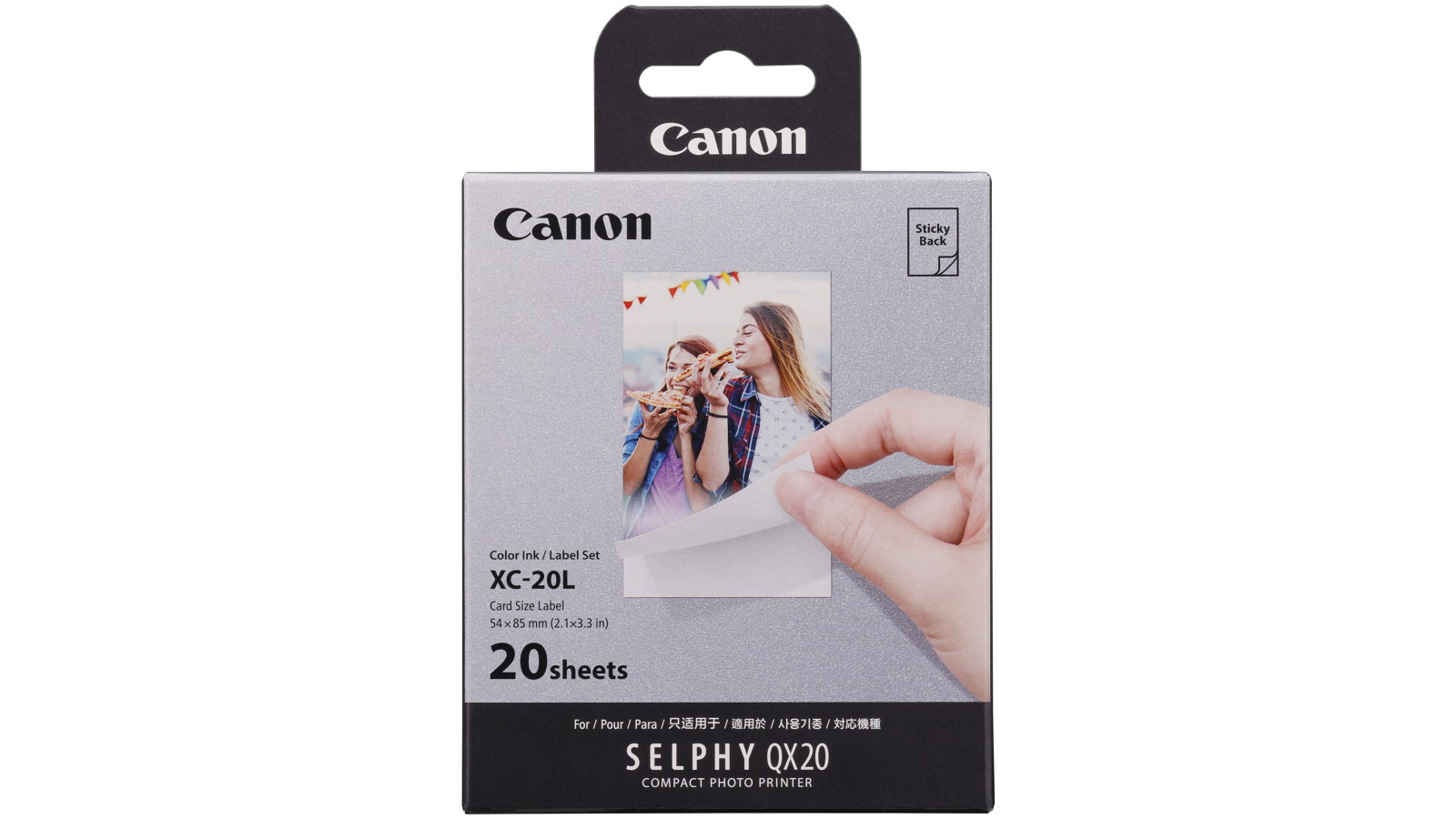 Canon XC-20L 20-Sheets Sticky Back Card Size Label for Selphy QX20