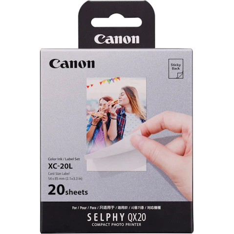 Canon XC-20L 20-Sheets Sticky Back Card Size Label for Selphy QX20