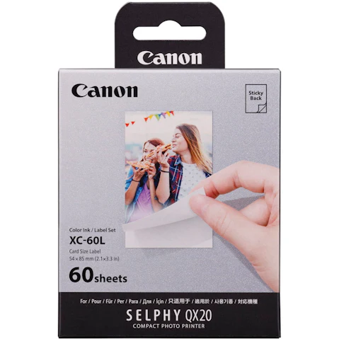 Canon XC-60L 60-Sheets Sticky Back Card Size Label for Selphy QX20
