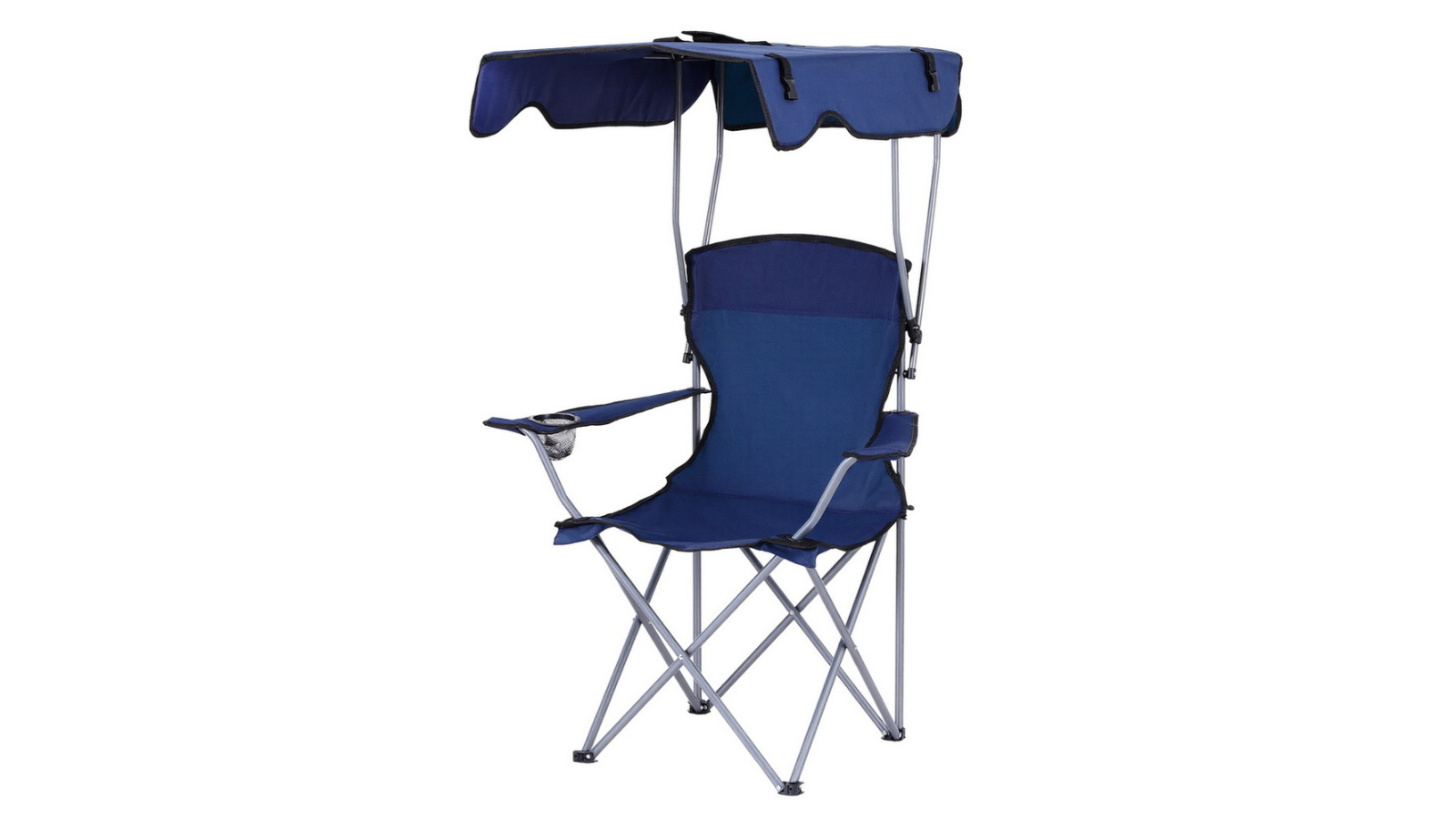 Weisshorn Folding Camping Chair with Canopy Portable Outdoor Seat - Navy Blue