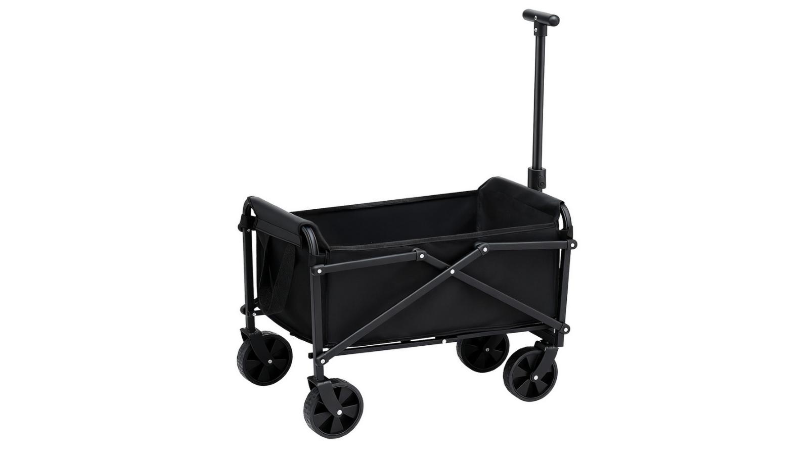 Gardeon Black Folding Trolley Camping Wagon Barrow Beach Garden Cart