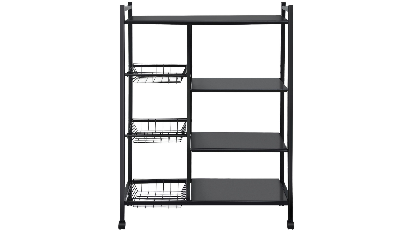 Artiss 4-Tier Kitchen Microwave Rack Storage Shelf with 3 Baskets and Wheels