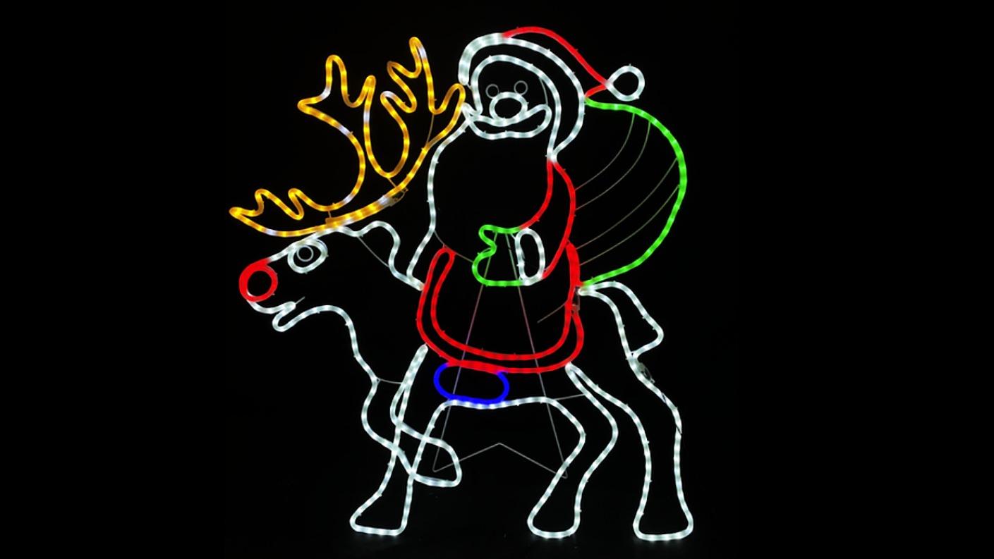 Lights Fiesta Christmas LED Sign Display Santa on Rudolph the Red Nose ...
