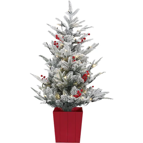 Jingle Jollys 100cm Red Berries Christmas Potted Tree