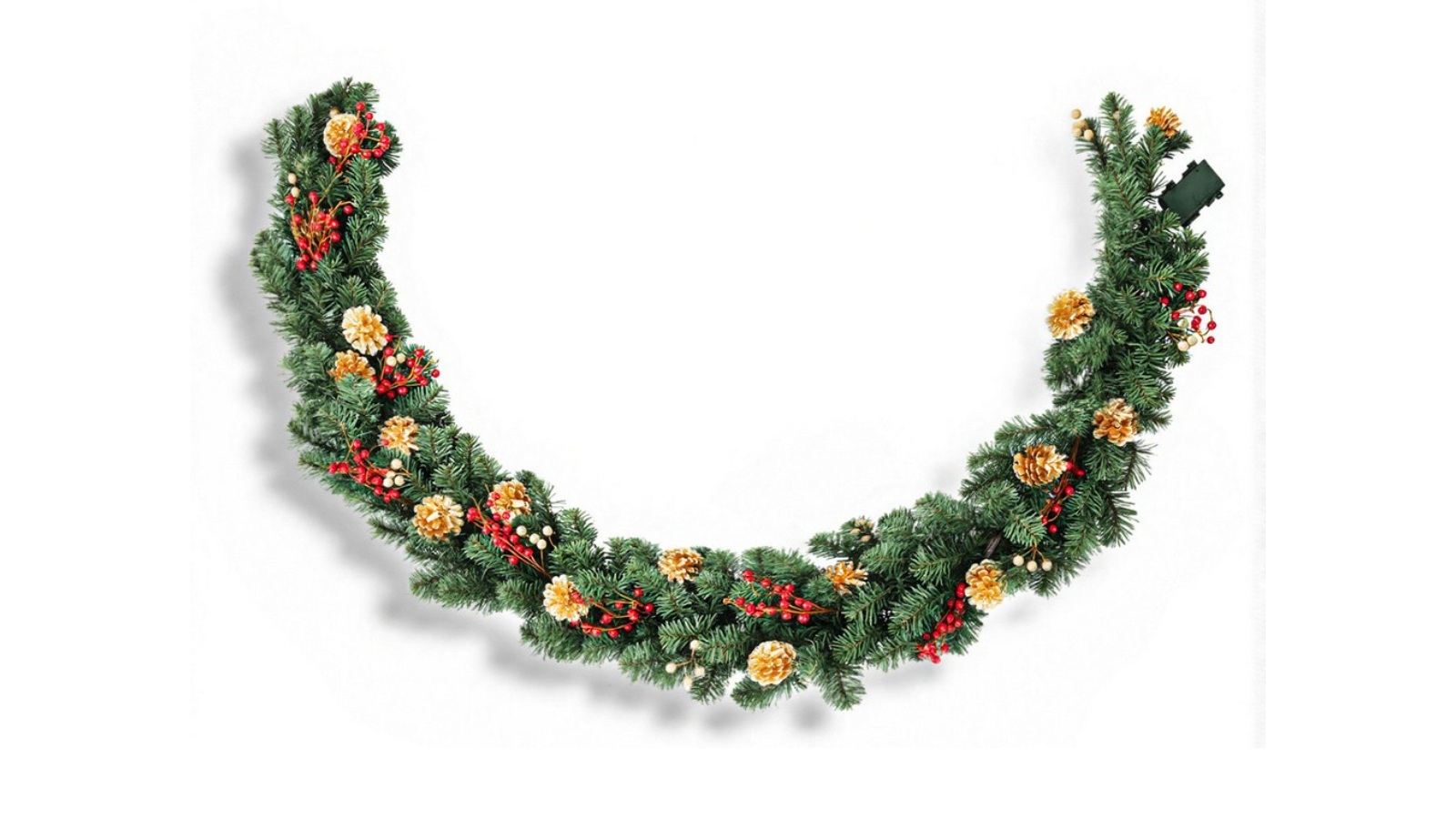 Jingle Jollys Pre-Lit LED Pine Cones Berries Christmas Garland - 1.8metre