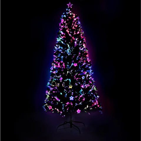 Jingle Jollys 7FT Optic Fiber LED Christmas Tree 280 Tips Multi Colour Lights
