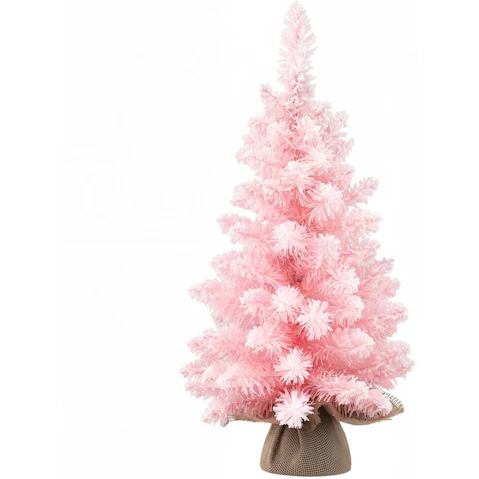 Jingle Jollys 60cm Flocked Pink Mini Tabletop Christmas Tree