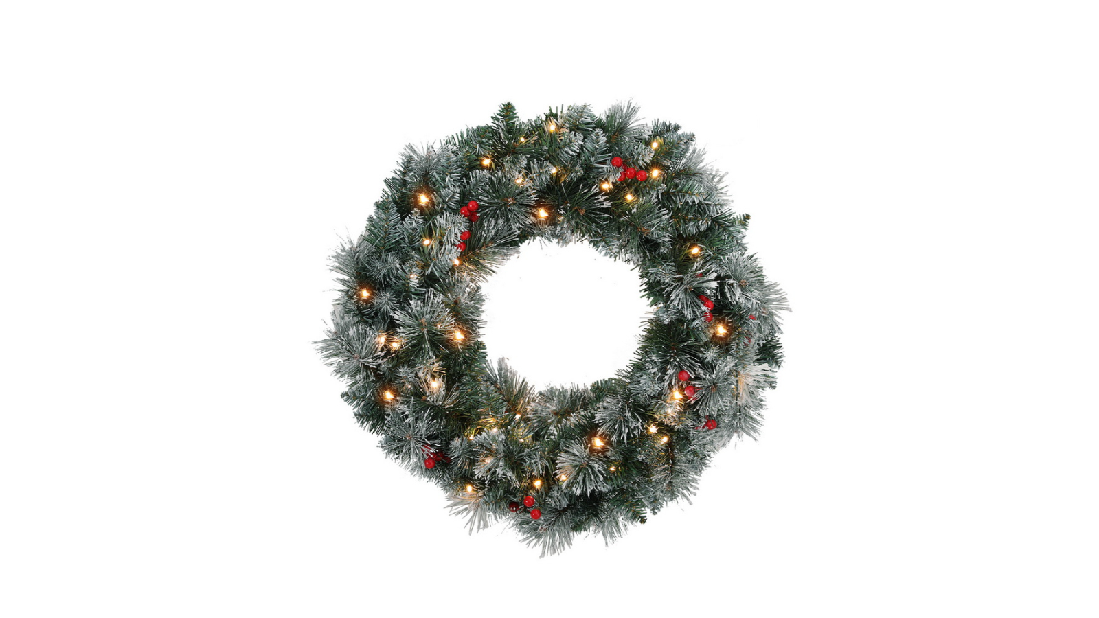 Jingle Jollys 60cm Snowy Berries Christmas Wreath with LED Light