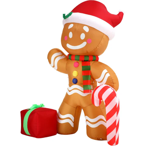 Tinseltown Inflatable Christmas Gingerbread Man LED Light Outdoor Decoration - 2.4metre
