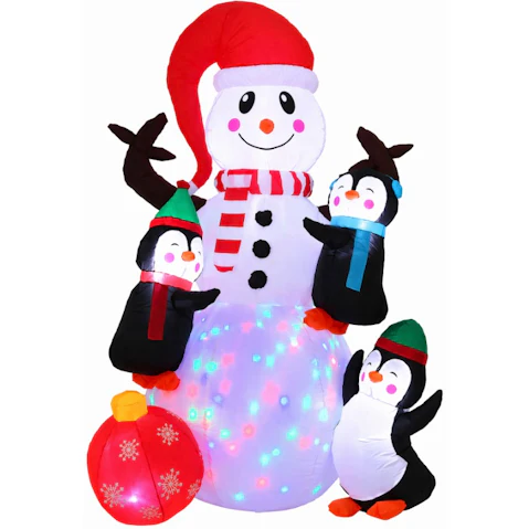 Jingle Jollys Inflatable Snowman 1.8m LED Illuminated Outdoor Christmas Decoration