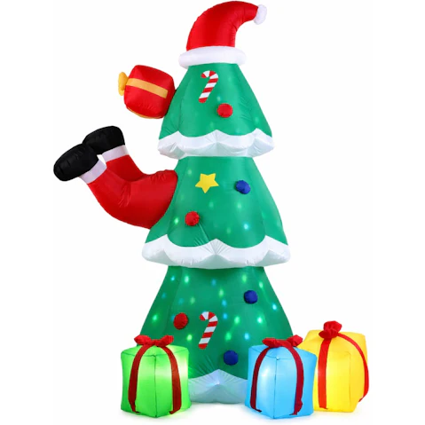 Jingle Jollys Inflatable Santa Tree 2.5m Illuminated Flashing Light Christmas Decoration