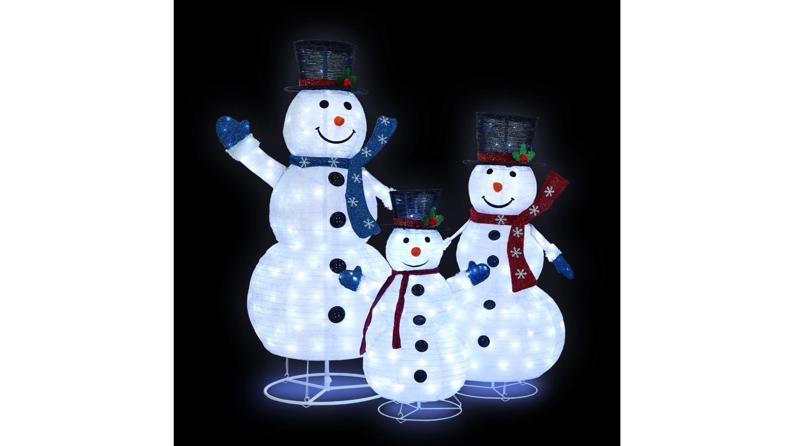 Tinseltown Set of 3 3D LED Metal Frame Snowmen Christmas Decor