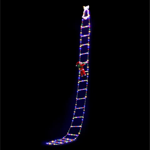 Jingle Jollys 300 LED Christmas Lights Ladder with Santa Claus Decor - 3.5metre