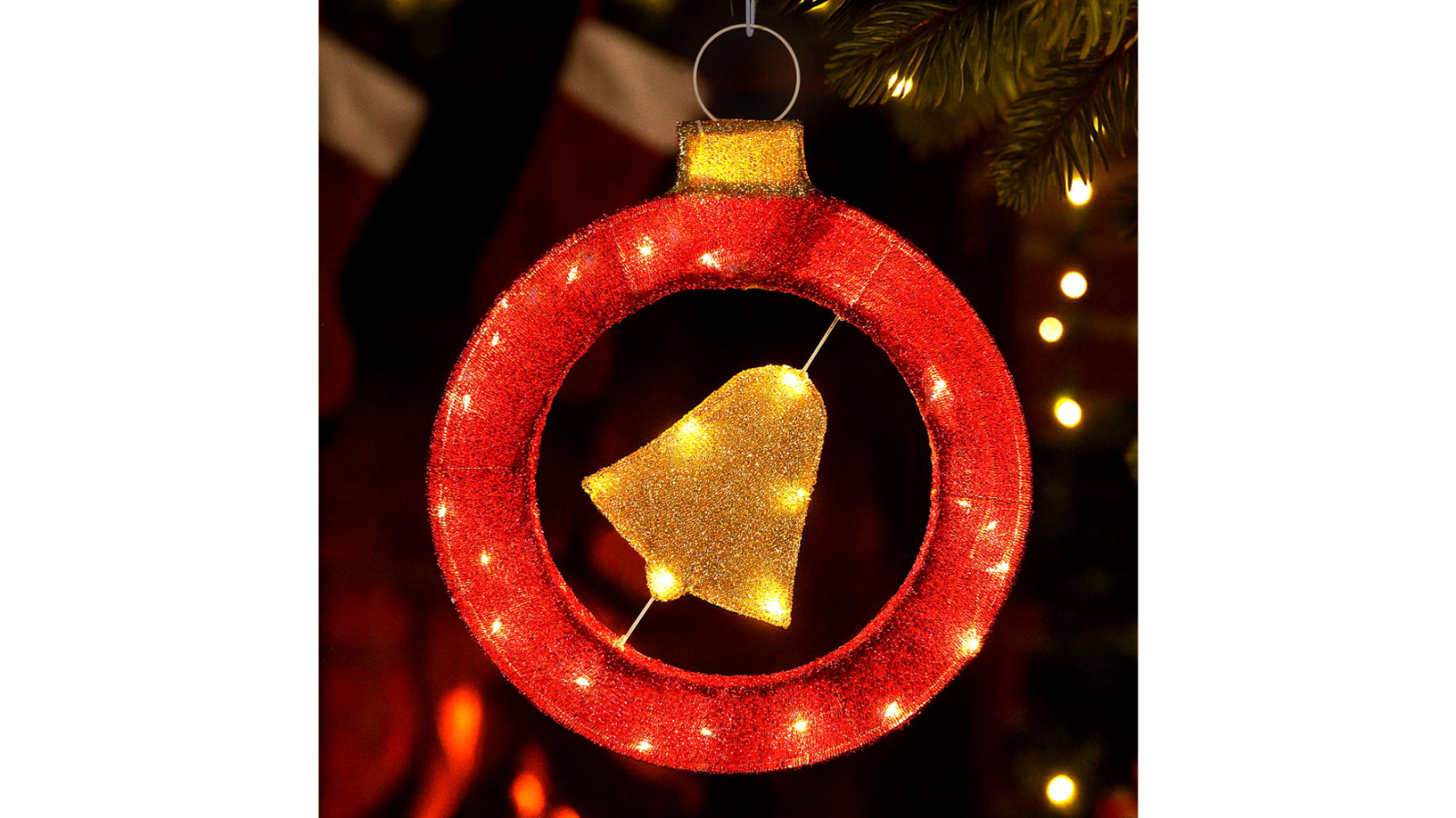 YS 30 LED Christmas Bell Wreath Motif Light - 60cm