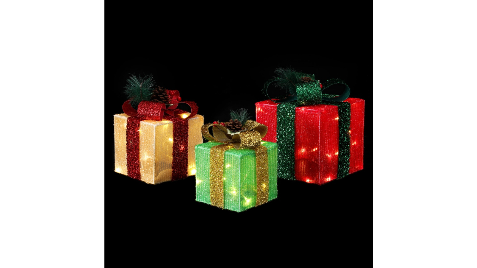 Jingle Jollys Christmas Lights 60 LED Fairy Light Gift Box Decorations RGW - 3 Piece