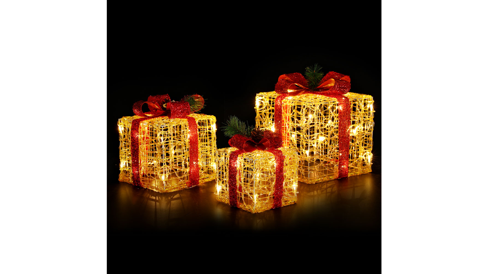 Jingle Jollys Christmas Lights Gift Box 48 LED Decorations - 3 Piece