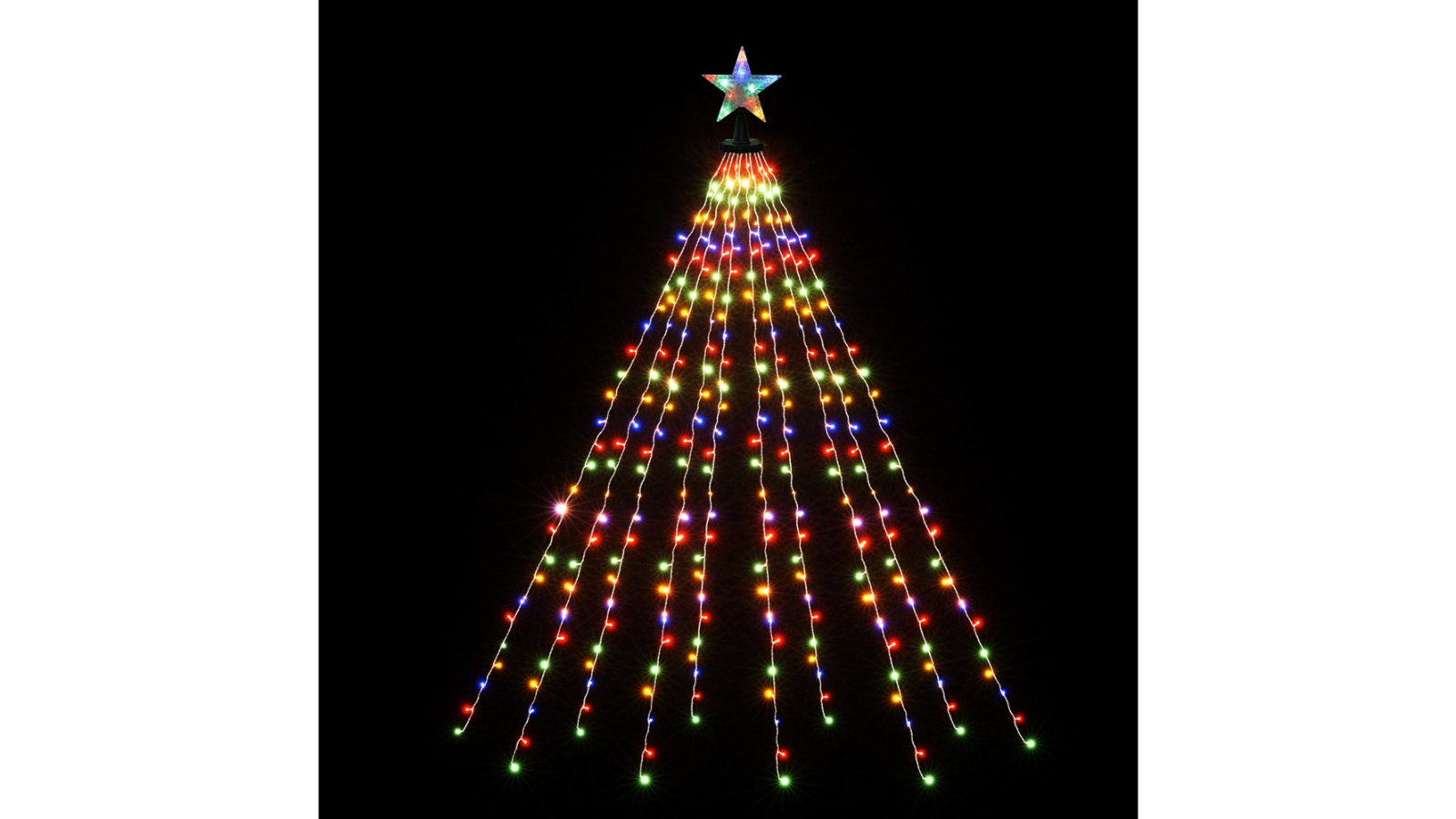 YS 2.5metre 300 LED Christmas Waterfall String Light with Star Topper - Multi-coloured