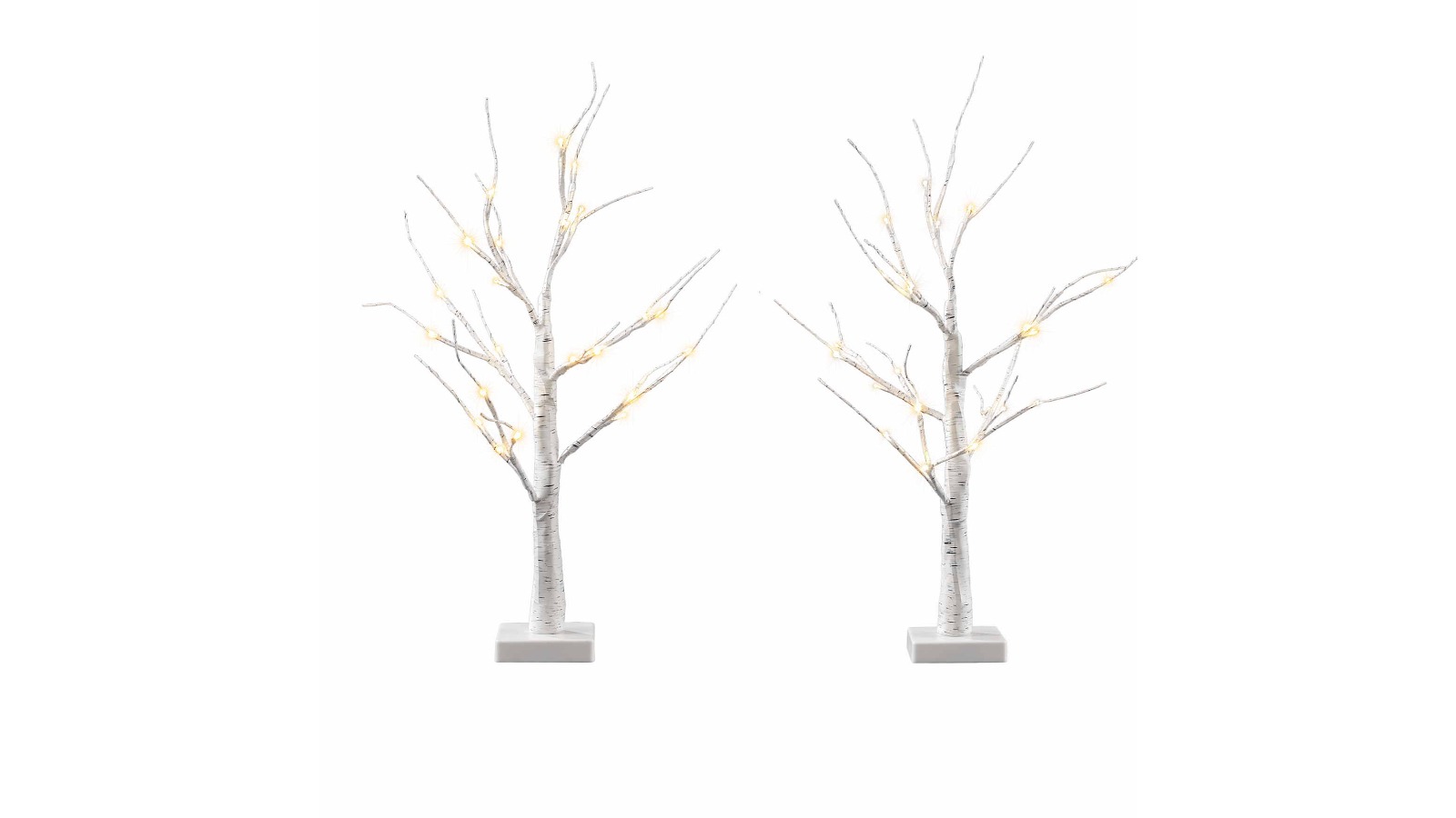 Jingle Jollys Pack of 2 60cm Lighted Branch Tree Christmas Decoration - Warm White