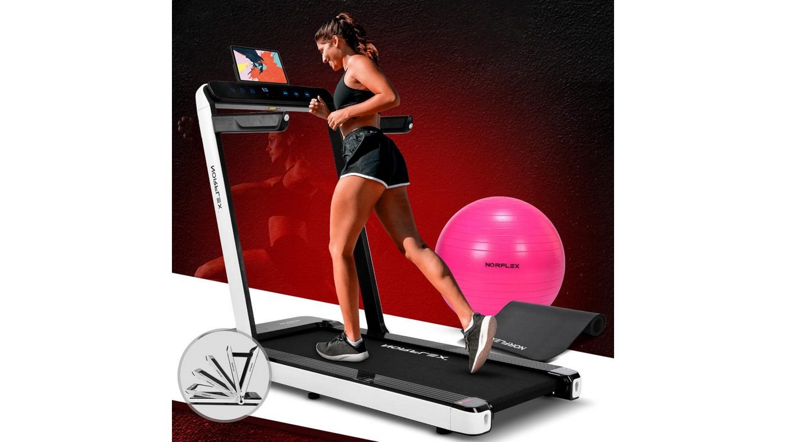 Norflex XR880MGW Electric Walking Treadmill + Fitness Ball White
