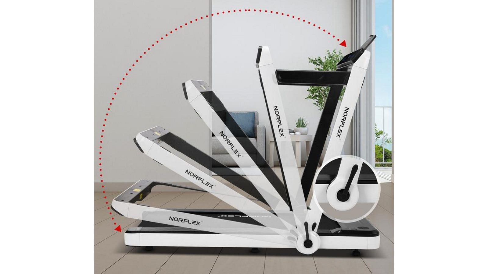 Norflex XR880MGW Electric Walking Treadmill + Fitness Ball White