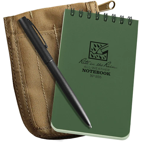 Rite In The Rain Top Spiral Kits 3inch x 5inch - Universal - Green Polydura Notebook / Tan Cordura Cover