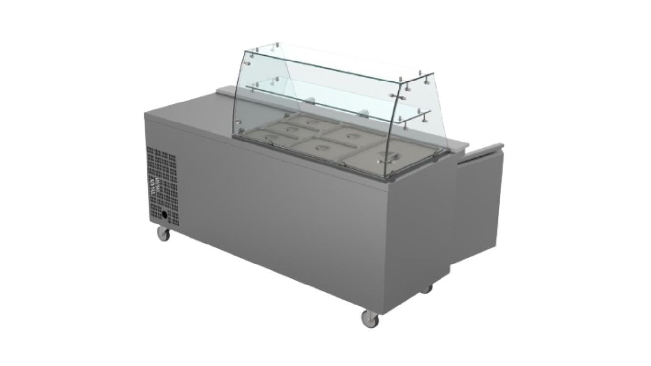 FED-X XTHP3100SALGC 3-Door Salad Prep Fridge with Curve Glass Top