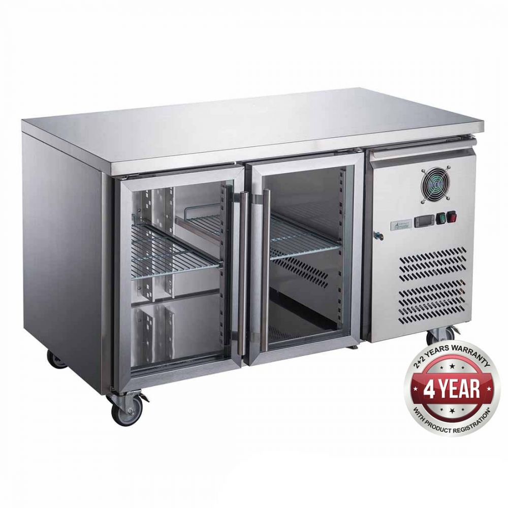 F.E.D XUB6C13G2V Commercial 2 Glass Door Bench Fridge 