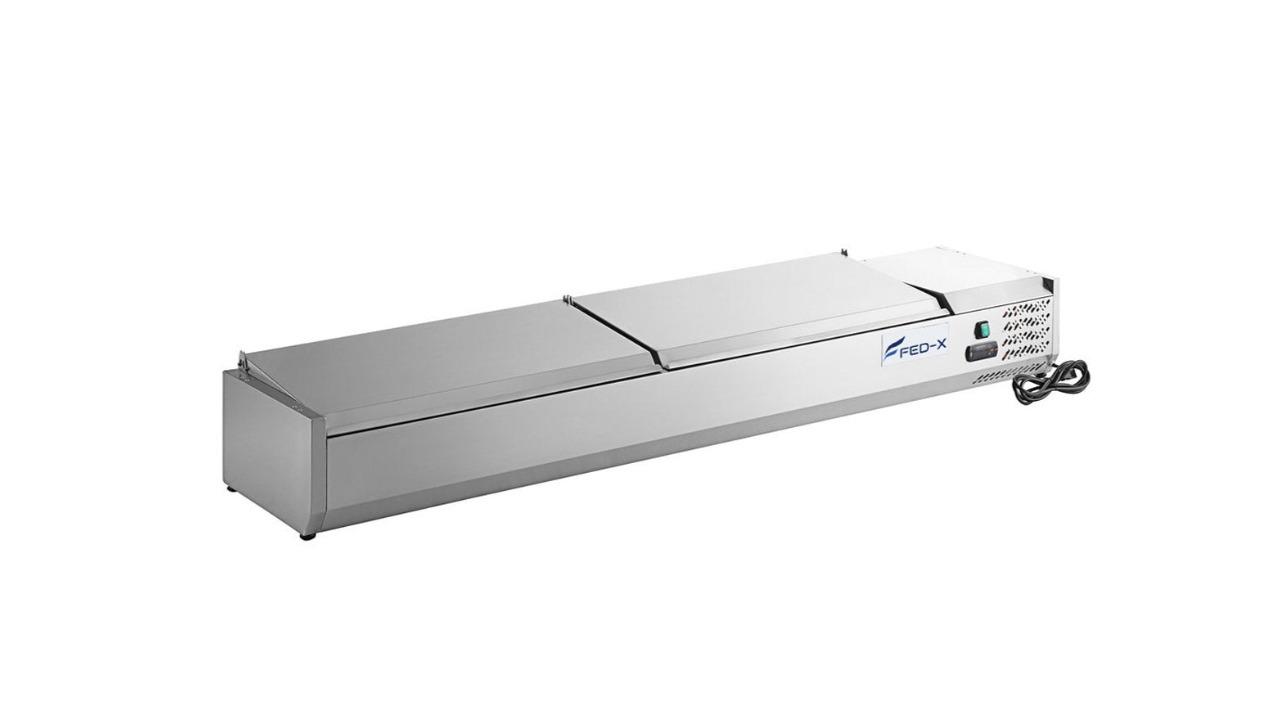 FED-X XVRX2000-380S Commercial Salad Bench with Stainless Steel Lids