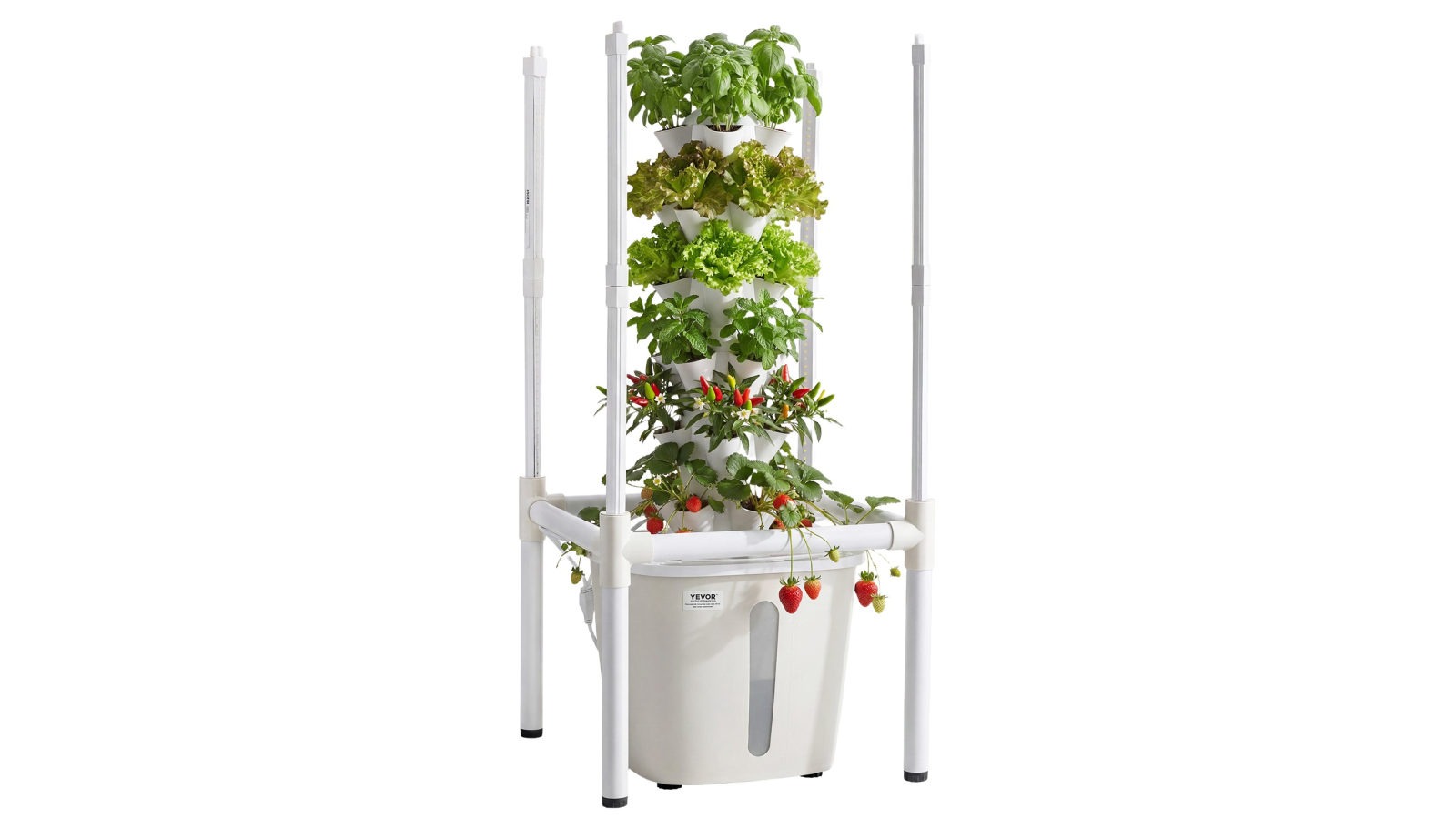 Vevor Hydroponic Tower Growing System 30 Pods Vertical Garden with Grow Light