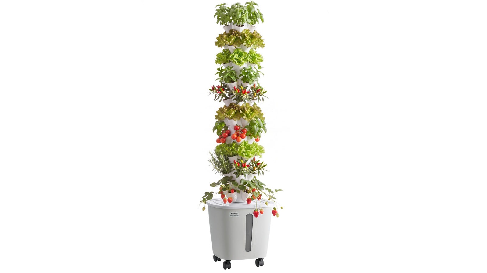 Vevor Hydroponic Tower Growing System 50 Pods Vertical Garden Kit with Wheels