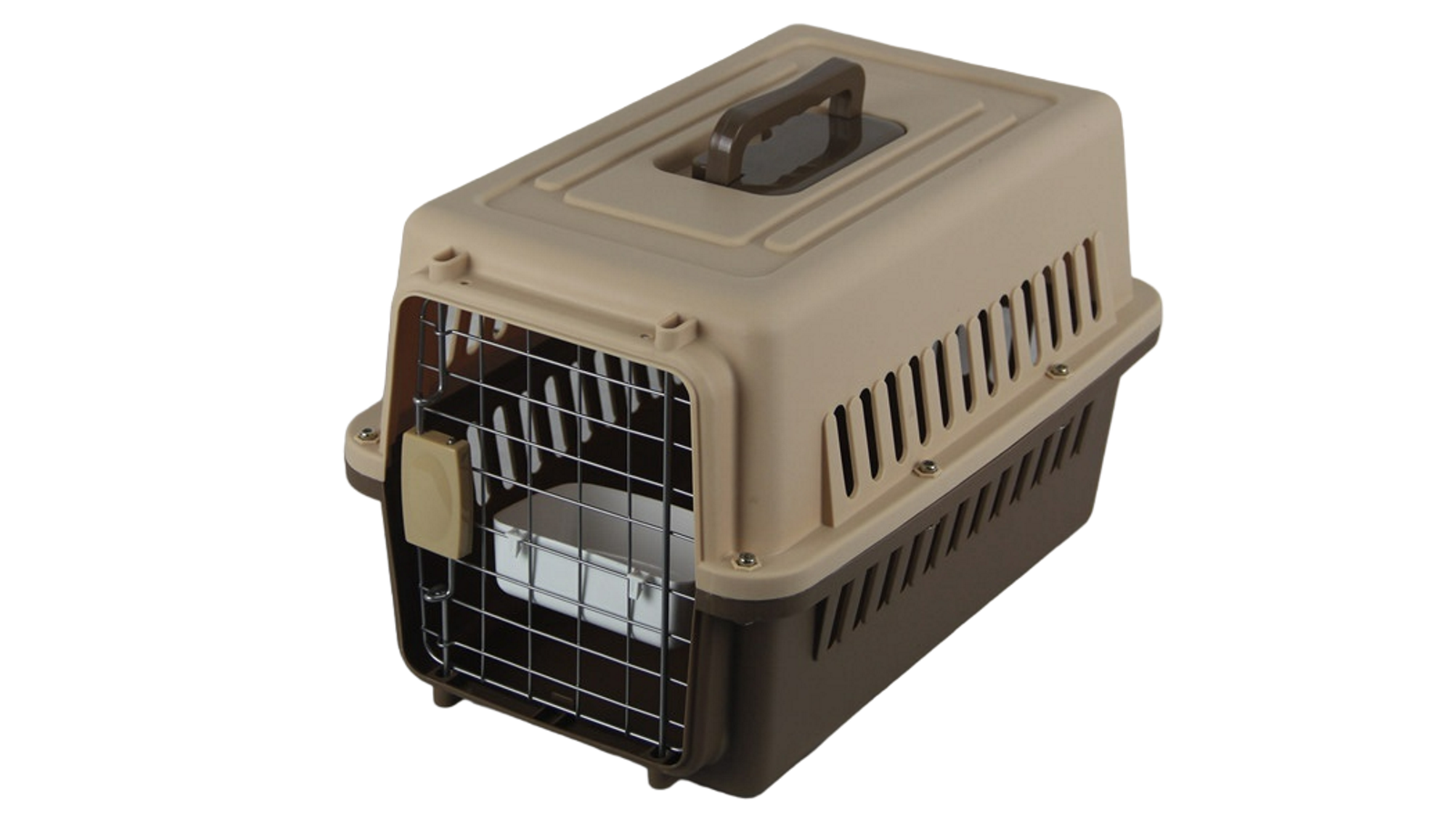 YES4PETS Small Dog Cat Rabbit Crate Pet Carrier Airline Cage With Bowl and Tray - Brown