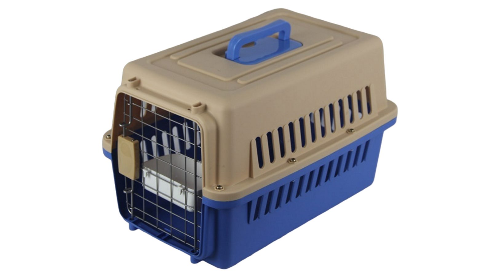 YES4PETS Small Dog Cat Crate Pet Carrier Airline Cage With Bowl and Tray - Blue