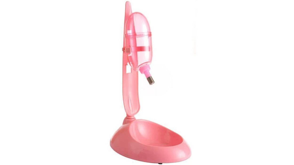 YES4PETS Food Feeder Bowl with Water Dispenser Bottle for Pets - Pink