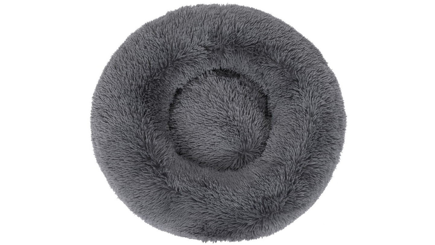 YES4PETS Large Round Calming Plush Cat Dog Bed - Grey