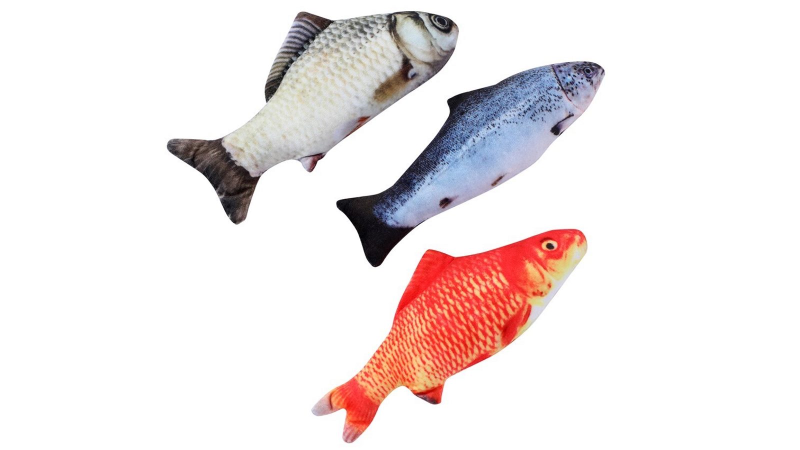YES4PETS Pack of 3 Real Fish Printed Kitten Cat Catnip Toy