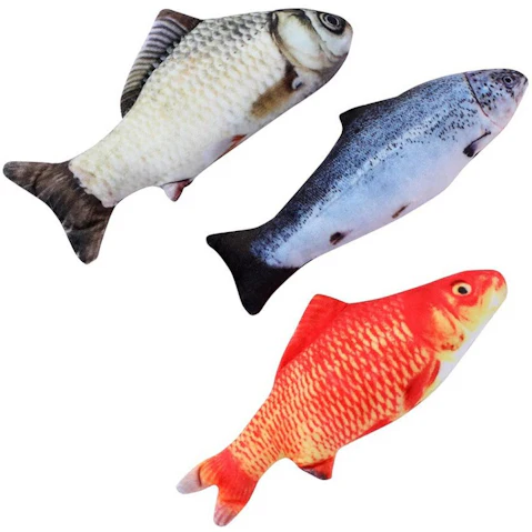 YES4PETS Pack of 3 Real Fish Printed Kitten Cat Catnip Toy