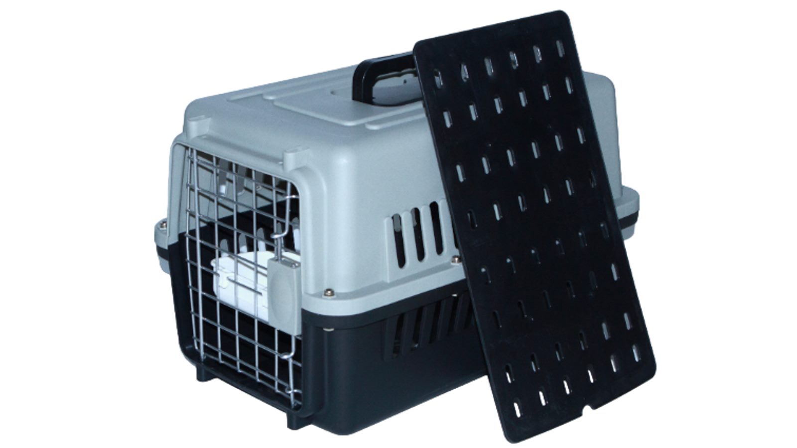YES4PETS Small Dog Cat Crate Pet Airline Carrier Cage With Bowl and Tray - Black