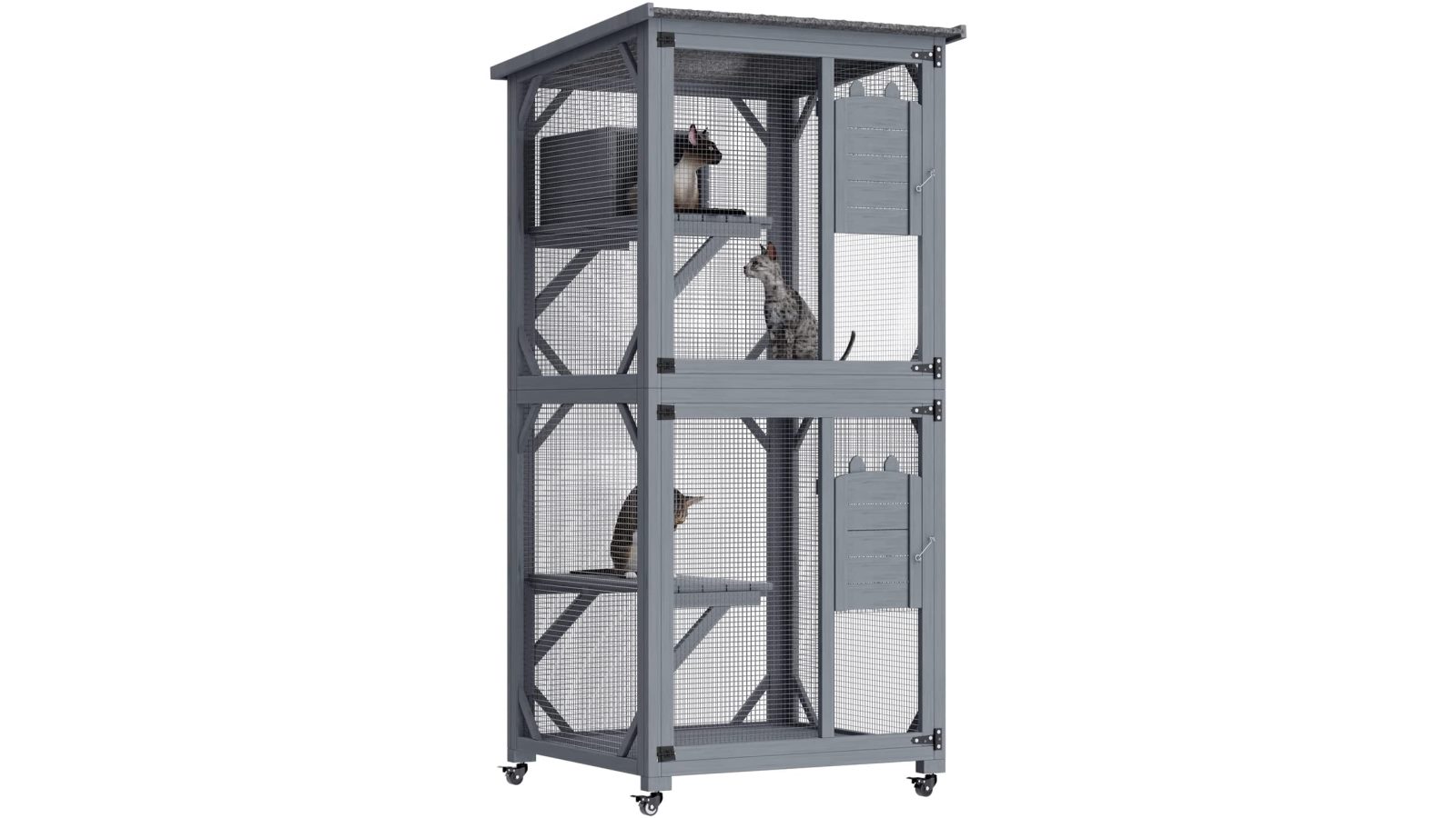 YES4PETS Pet Cat Shelter Condo with Escape Door Wooden Kitten Cage House