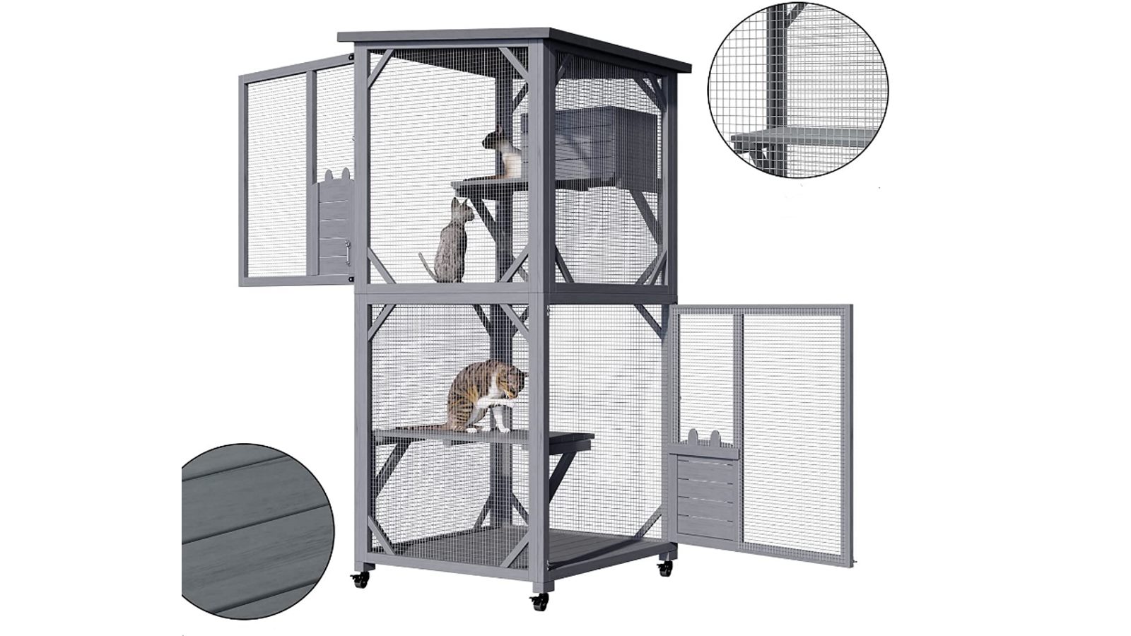 YES4PETS Pet Cat Shelter Condo with Escape Door Wooden Kitten Cage