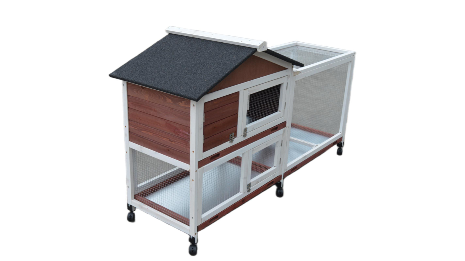 YES4PETS Double Storey Pet Hutch with Pull Out Tray on Wheels - Large