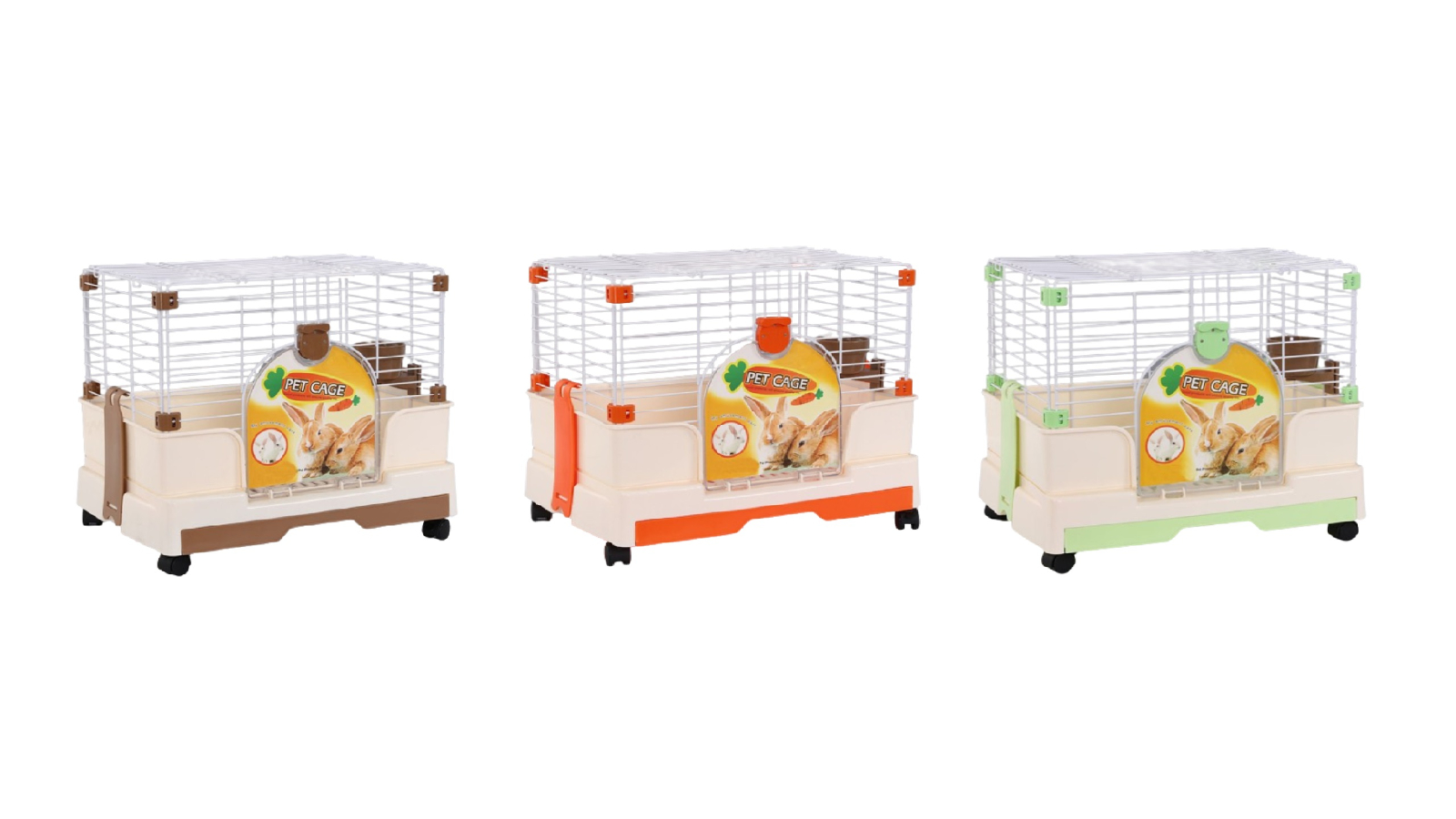 YES4PETS Small Orange Pet Rabbit Cage Guinea Pig Crate Kennel With Potty Tray and Wheel