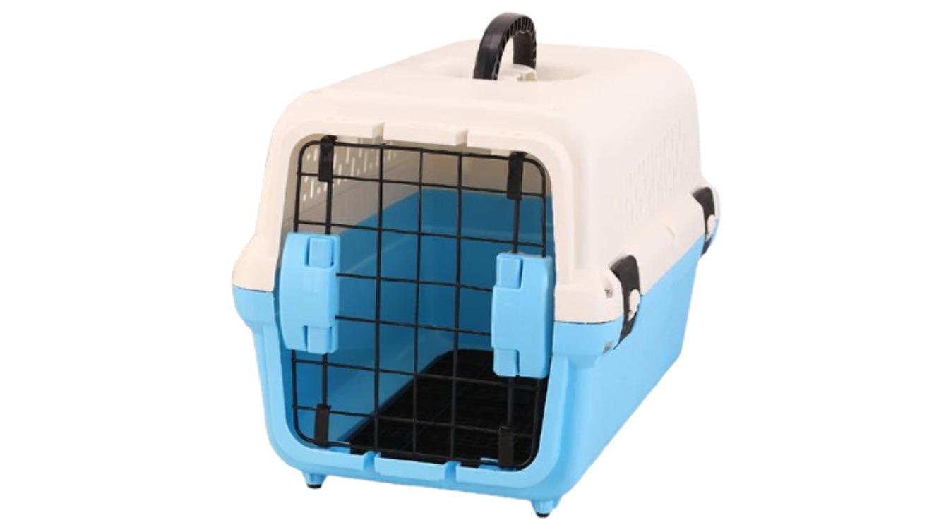 YES4PETS Small Portable Plastic Dog Cat Travel Cage with Tray - Blue