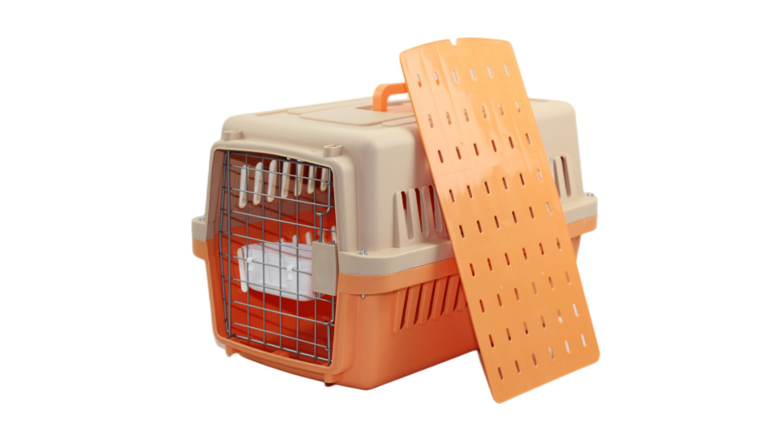 YES4PETS Medium Pet Airline Cage with Bowl and Tray - Orange