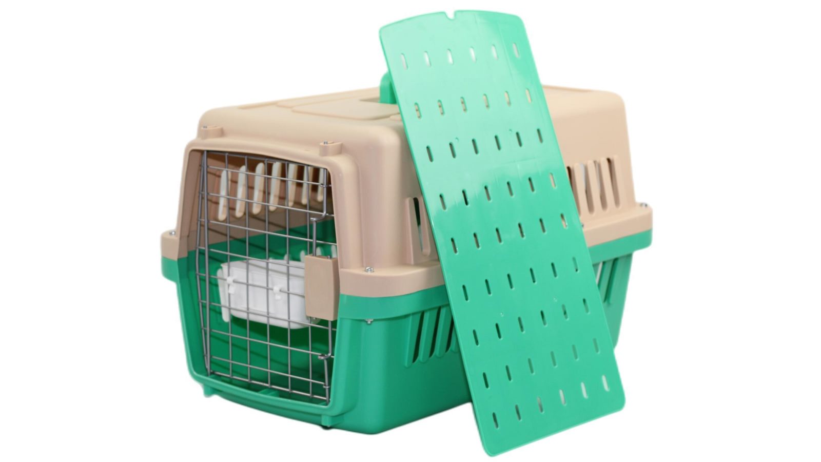 YES4PETS Small Dog Cat Crate Pet Airline Carrier Cage With Bowl and Tray - Green