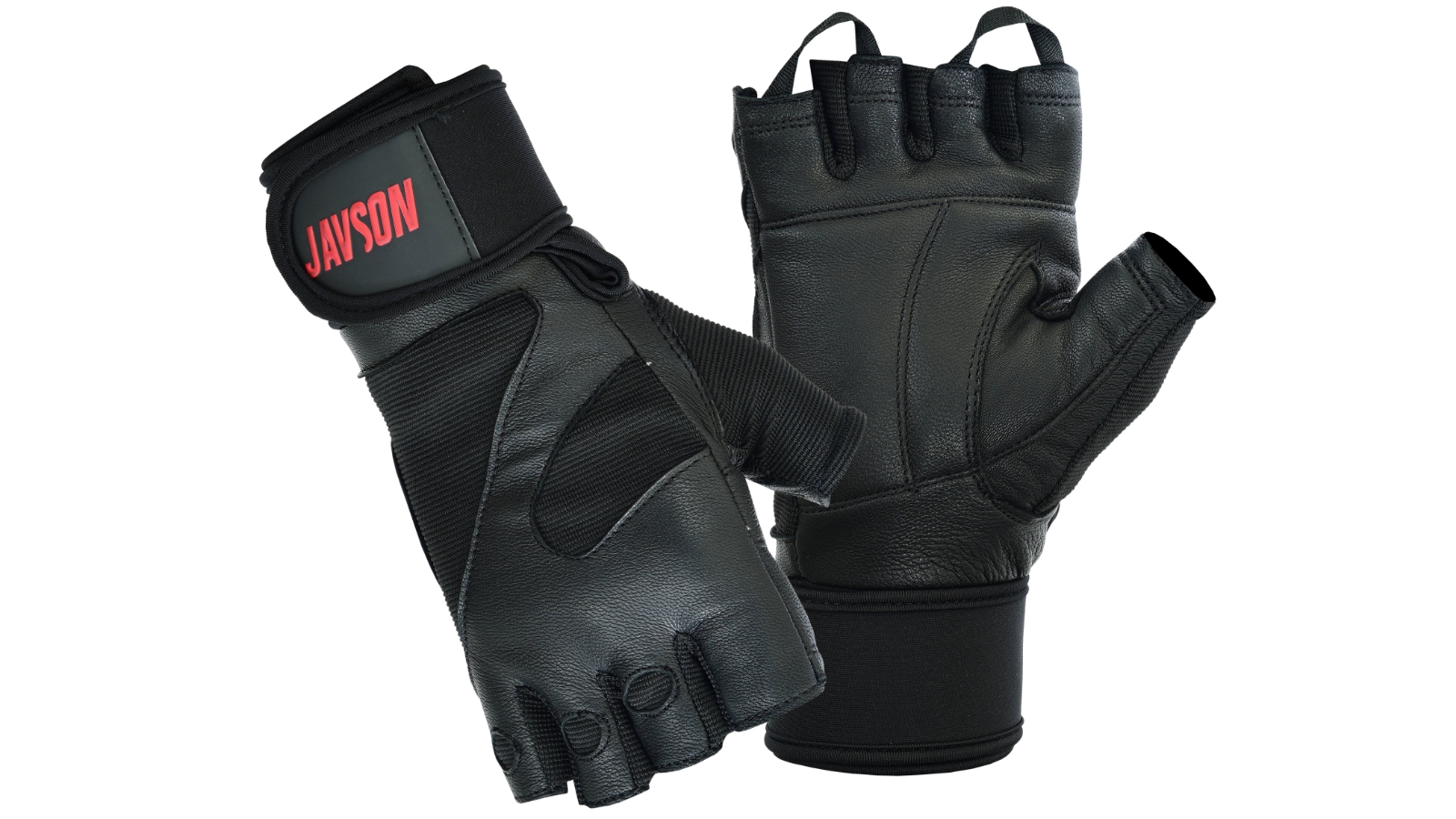 Javson Gym Gloves Leather Weight Lifting Straps Weightlifting