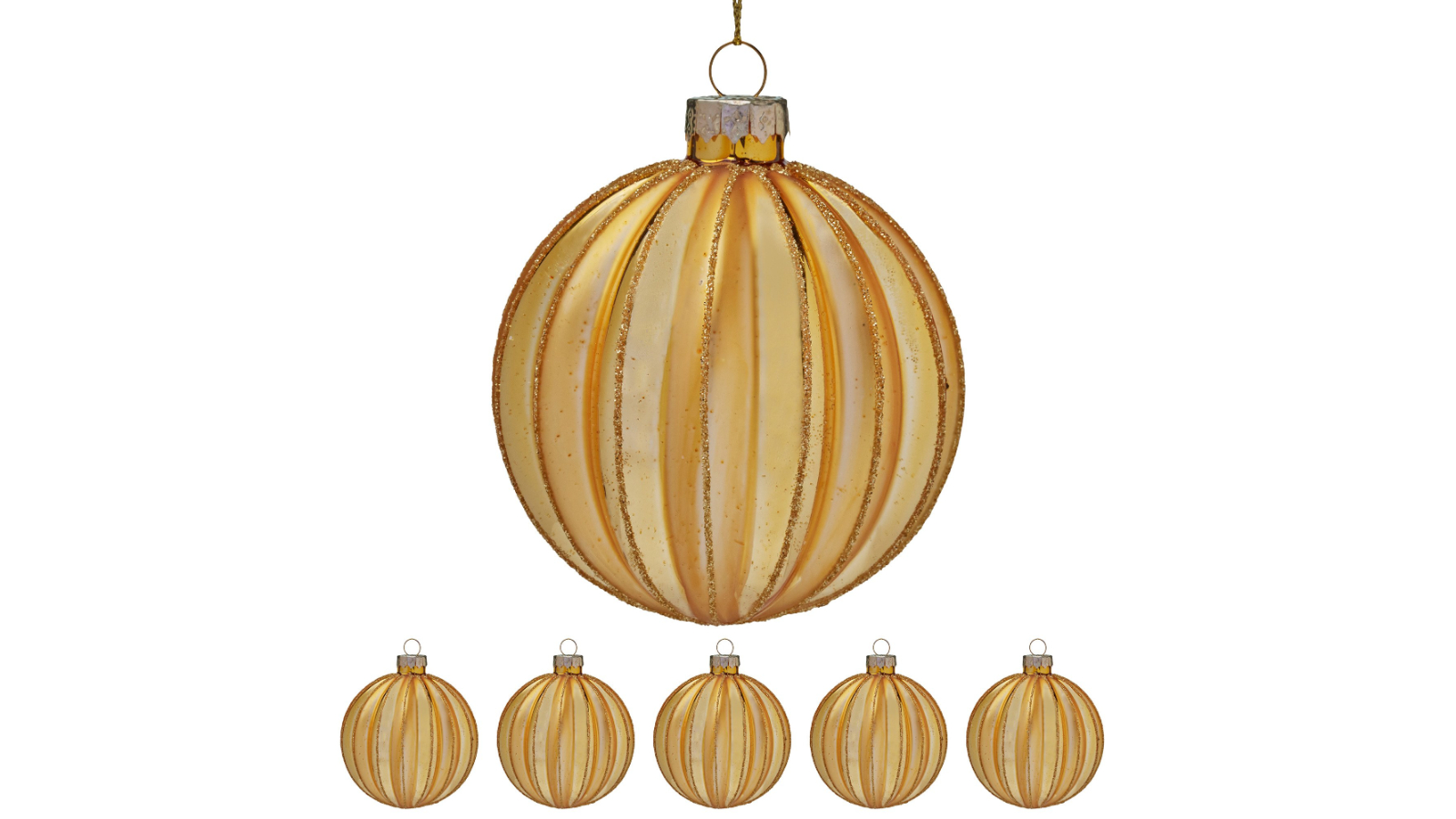 Christabelle 6 Piece Gold Glass Baubles with Matte and Gloss Finish